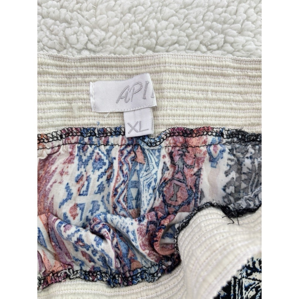 APII Boho Floral Print Pull On Maxi Skirt Size XL Elastic Waist Stretch - Picture 3 of 8